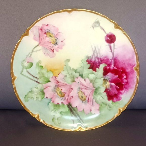 Antique Haviland Limoges Hand Painted and Signed Floral Gold Rim Plate - Picture 1 of 6